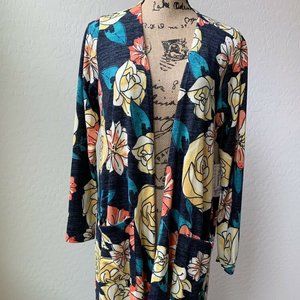 LulaRoe Sarah Duster | Beautiful Yellow and Orange flower print
